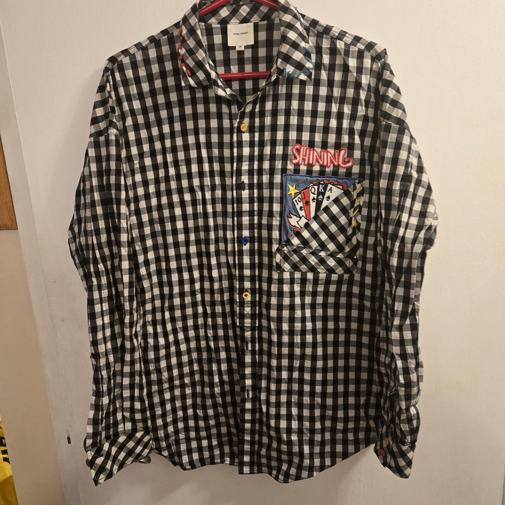 Mark Cheung Black and White Checkered women's Shirt with 2 side pockets Size 10
